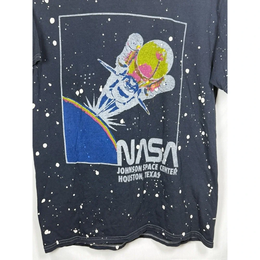 NASA Junk Food Clothing Tee Small Black Splatter Graphic Space Y2K